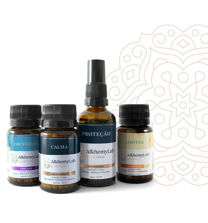 Compostos alquímicos AlkhemyLab — sprays e glóbulos de alquimia floral